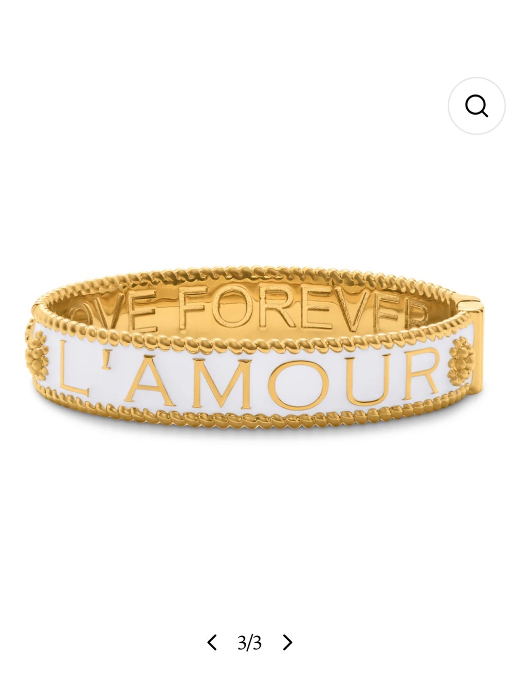 Capucine de Wulf  L'AMOUR Gold and White Enamel Bangle Bracelet